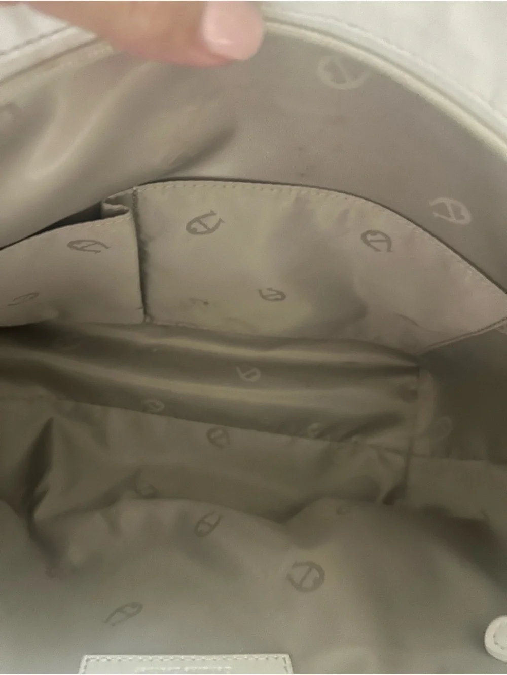 White Leather Etienne Aigner Tote with Tan Trim